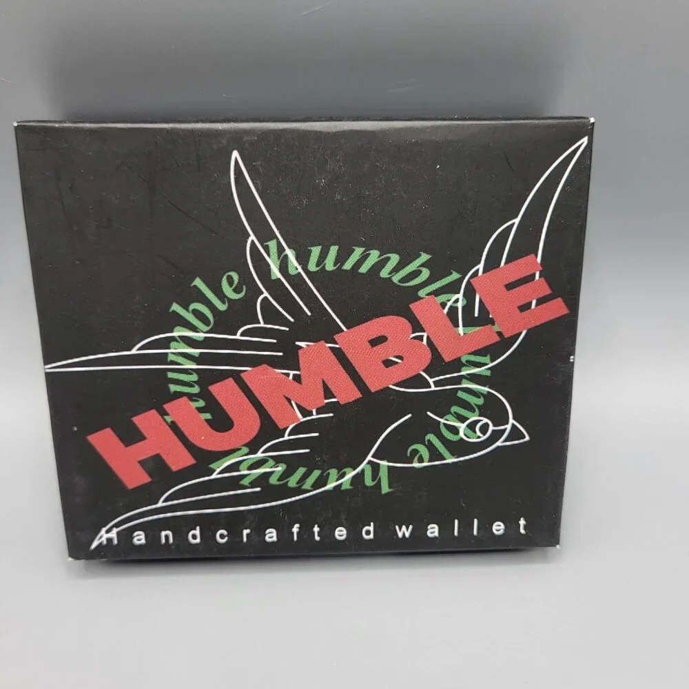 Humble Vegan Leather Handcrafted Wallet Bi-Fold With Bird Graphic In Box